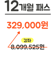 12개월 패스 정가 6,822,000원 > 308,000원